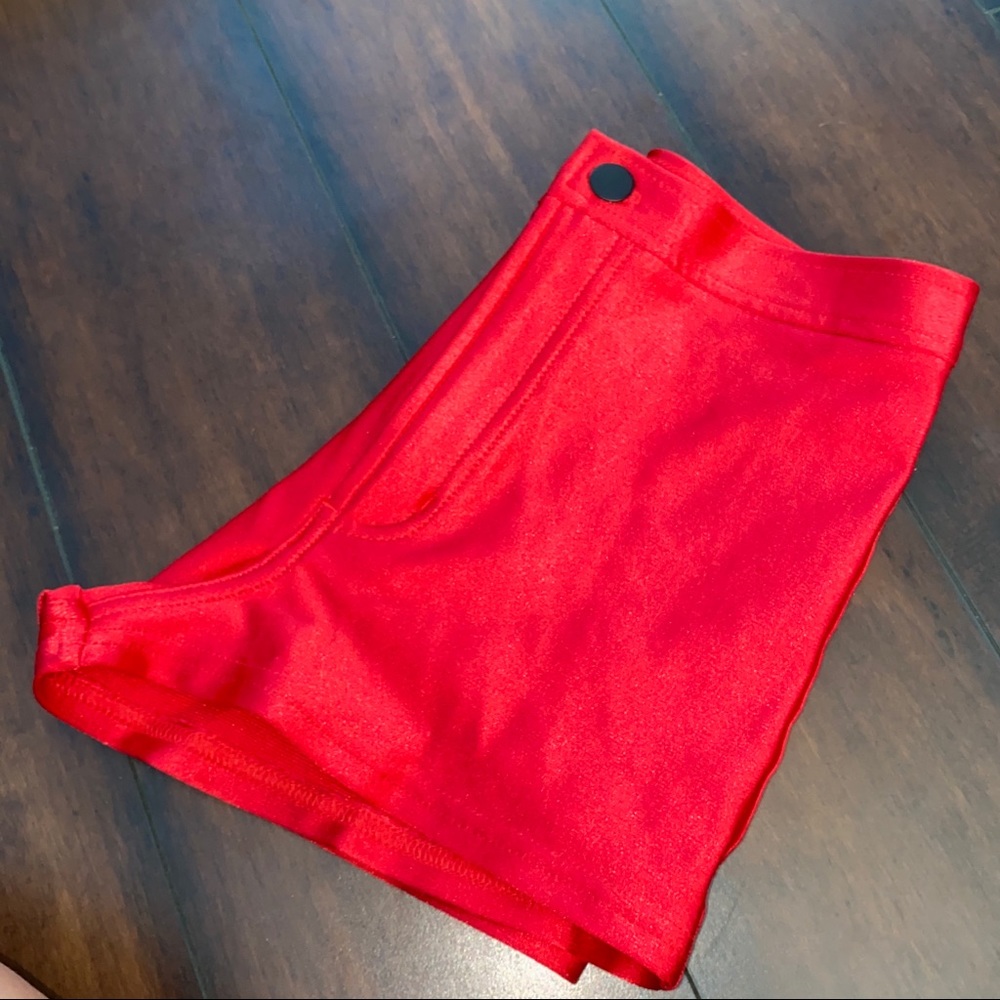 Shiny Red Rave Shorts